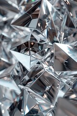 Close Up of Many Plate Shiny Diamonds in the Shape of an Octahedron on Gray Background
