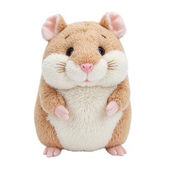 Adorable plush hamster toy with chubby cheeks and round eyes on a white background Perfect for pet lovers and kids products