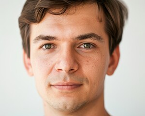 Obraz premium Close Up Portrait of a Forty Year Old Slavic Man with Brown Hair and Dark Green Eyes