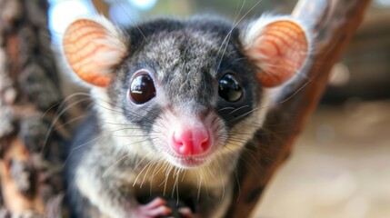 Close Up Portrait of a Cute Australian Possum in Natural Environment