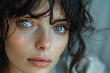 Fototapeta premium Close Up Portrait of aBeautiful Young Brunette Woman with Languid Expression