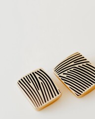 Intricate cufflinks reveal striking patterns and craftsmanship, emphasizing elegance and detail in a stylish close up composition