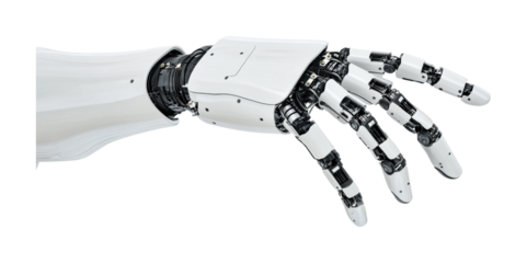Advanced robotic hand design with articulated joints and modern aesthetics, cut out