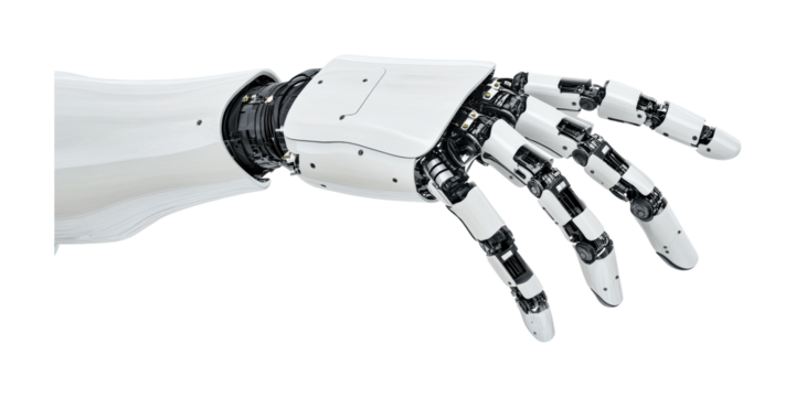 Advanced robotic hand design with articulated joints and modern aesthetics, cut out