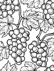 Fototapeta premium Grapes and Leaves Illustration