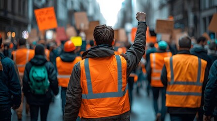 Workers united for their rights and justice in a protest march