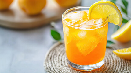 Fototapeta premium Close-up of Amar al Din with Apricot and Lemon, Refreshing Summer Drink