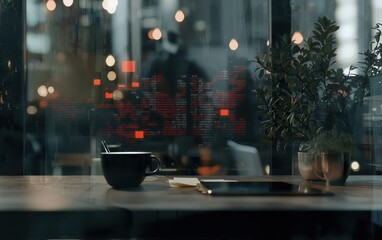 Night Cityscape View Through Cafe Window