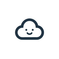 Obraz premium Vector icon of a smiling cloud for weather apps, children's designs, and positive branding, transparent background