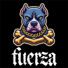 Illustration gangster pitbull head vector logo
