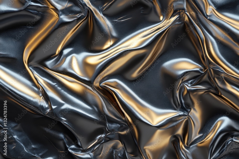 Poster metallic foil blanket creates dynamic abstract patterns with light reflection and texture variations