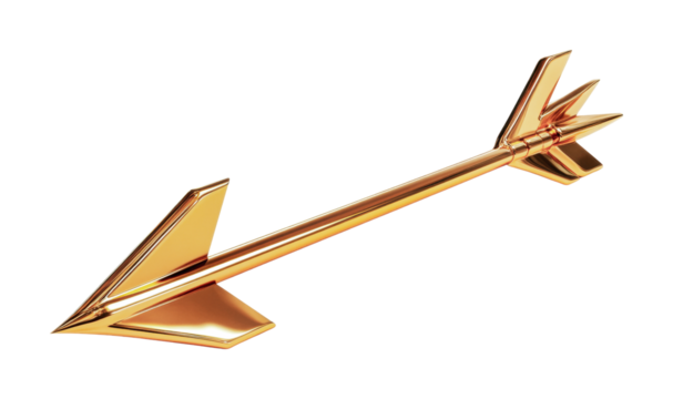 Golden metallic arrow with sleek design, cut out