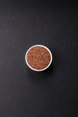 Flax seeds in a bowl, an ingredient for making vegan or vegetarian food