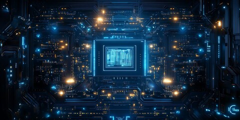 Naklejka premium Futuristic Circuit Board Glow