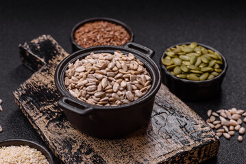 Peeled sunflower seeds in a bowl, an ingredient for making vegetarian food