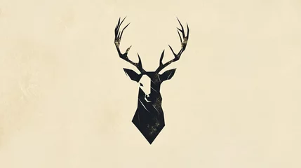  Deer head labels. Origami deer in the center of logo. Hunting society label. Polygonal vector illustration © Ruhi