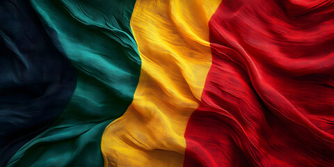 Black History Month banner, vibrant textile texture, red yellow green and black paint flag color background. Juneteenth Freedom Day Celebration, african liberation day concept.