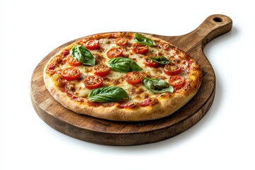 Freshly baked Neapolitan pizza with mozzarella and basil