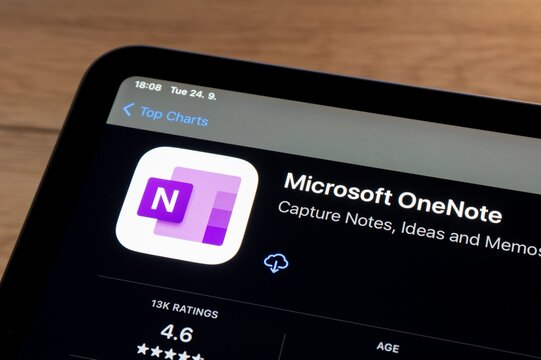 Apple app store with Microsoft OneNote note taking office mobile application
