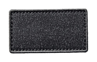 Dark gray rectangular denim patch with embroidered edge, cut out