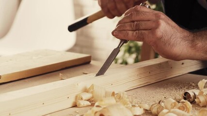 Crafting wood with precision at a workshop using traditional tools and techniques