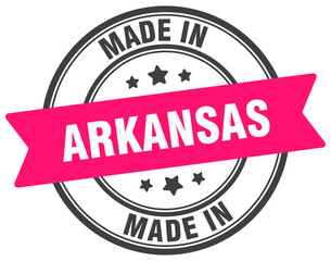 Made in Arkansas round sign. Made in Arkansas stamp.