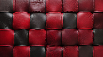 Checkerboard Patterned Red and Black Leather Upholstery