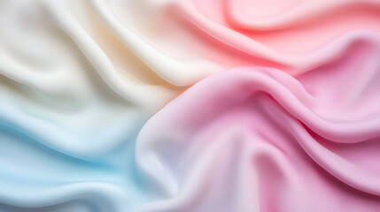 Fototapeta premium Draped Pastel Fabric in White, Blue, and Pink