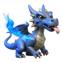 A steam-powered dragon breathing blue energy flames.
