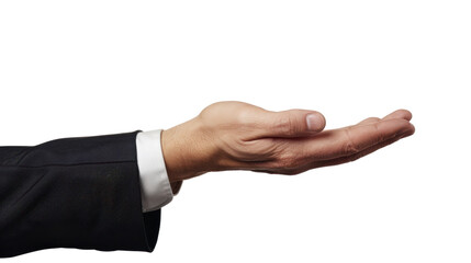 Businessman holding empty hand with transparent background