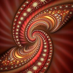 Abstract Fractal Spiral in Red and Gold Hues
