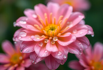 pink gerber daisy with water drops