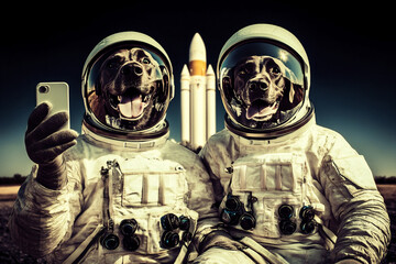 Space Dogs: Canine Astronauts Taking a Selfie