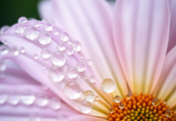 close up of pink flower with water drops