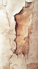 Naklejka premium Cracked beige wall with peeling textured plaster