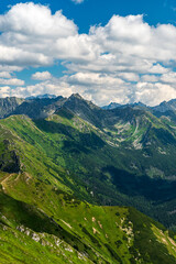 Amazing view from Malolaczniak hill in Czerwone Wierchy mountain ridge in Western Tatras mountains