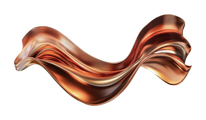 Abstract copper metallic wave sculpture art, cut out