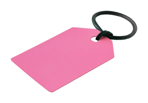 Pink blank tag with black string, cut out