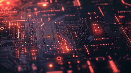 Illustration of circuit board. inscription PCB. holes in the circuit board and contact pads