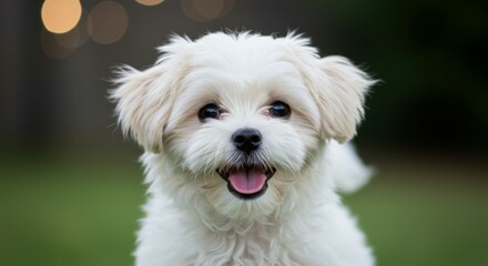 An adorable maltipoo puppy with floppy ears and a tiny black nose looks up with pure innocence.