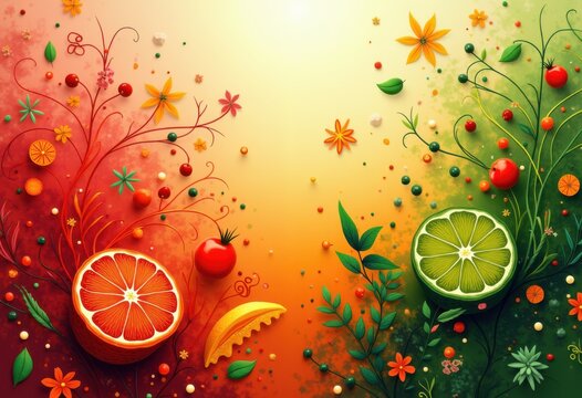 vibrant dynamic abstract food vector compositions ideal engaging restaurant branding eye catching menus, aesthetic, ambience, artwork, bakery, chef, color