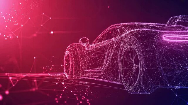 sports car modern red lines digital low poly wireframe ai generated video concept