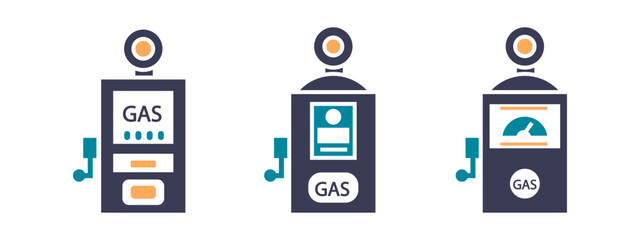 Fuel pump icon. Gas station icon set modern flat design