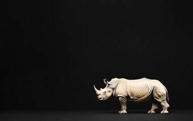 Fototapeta premium Beige Rhinoceros on Dark Gray Background