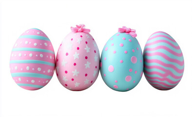 Fototapeta premium colorful easter eggs with patterns isolated on a white background,