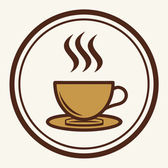 Cafe Symbol Vector Art Illustration Design - Coffee Shop Icon, Beverage Logo