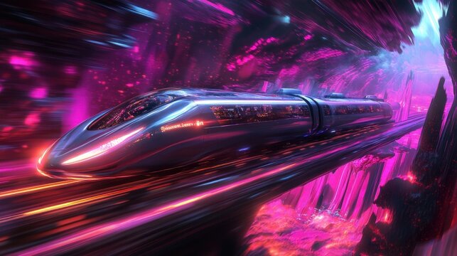 Futuristic Hyperloop: A Journey Through Neon Dreamscapes