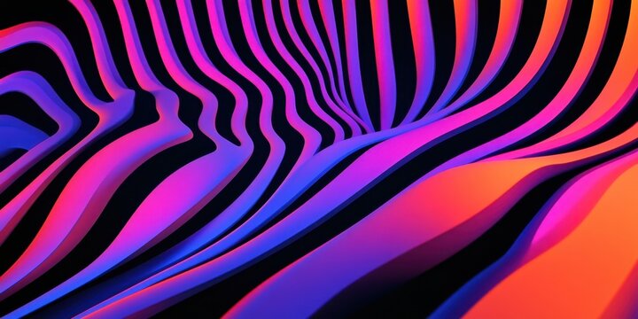 Fluid abstract waves with vibrant pink and purple stripes in dynamic motion - Powered by Adobe