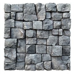 Obraz premium Rustic gray stone wall texture. Irregularly shaped stones create a rough, uneven surface. Perfect for background or design.