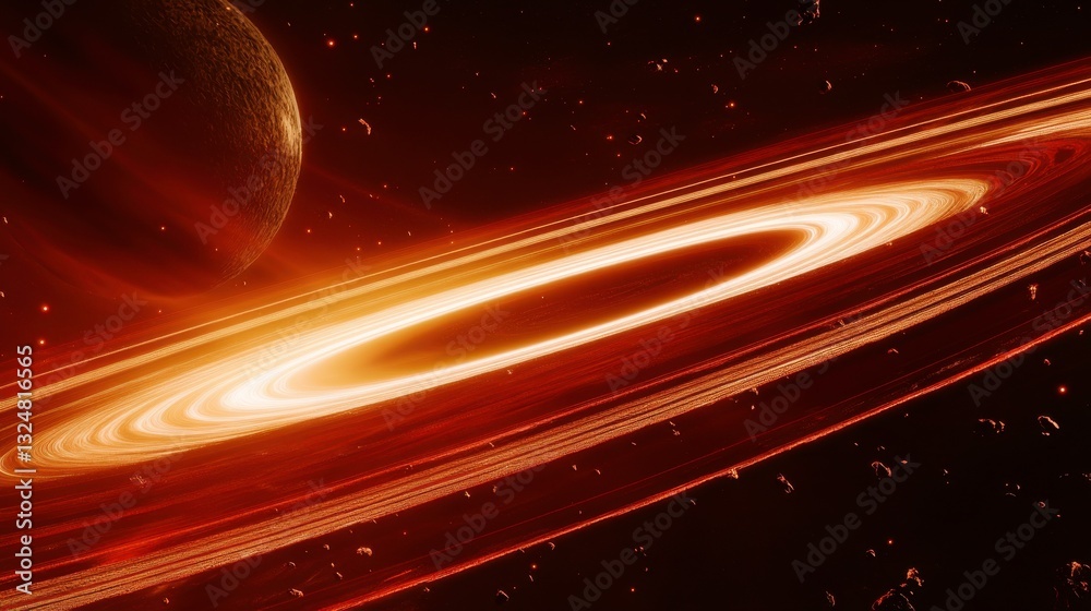 Wall mural breathtaking universe view with dynamic lines and light